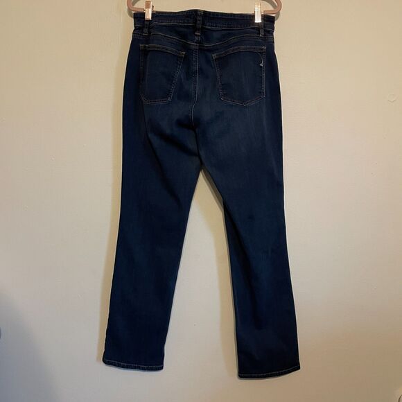 Eileen Fisher | Dark Wash Organic Cotton Straight Leg Jeans 12 - Picture 3 of 5